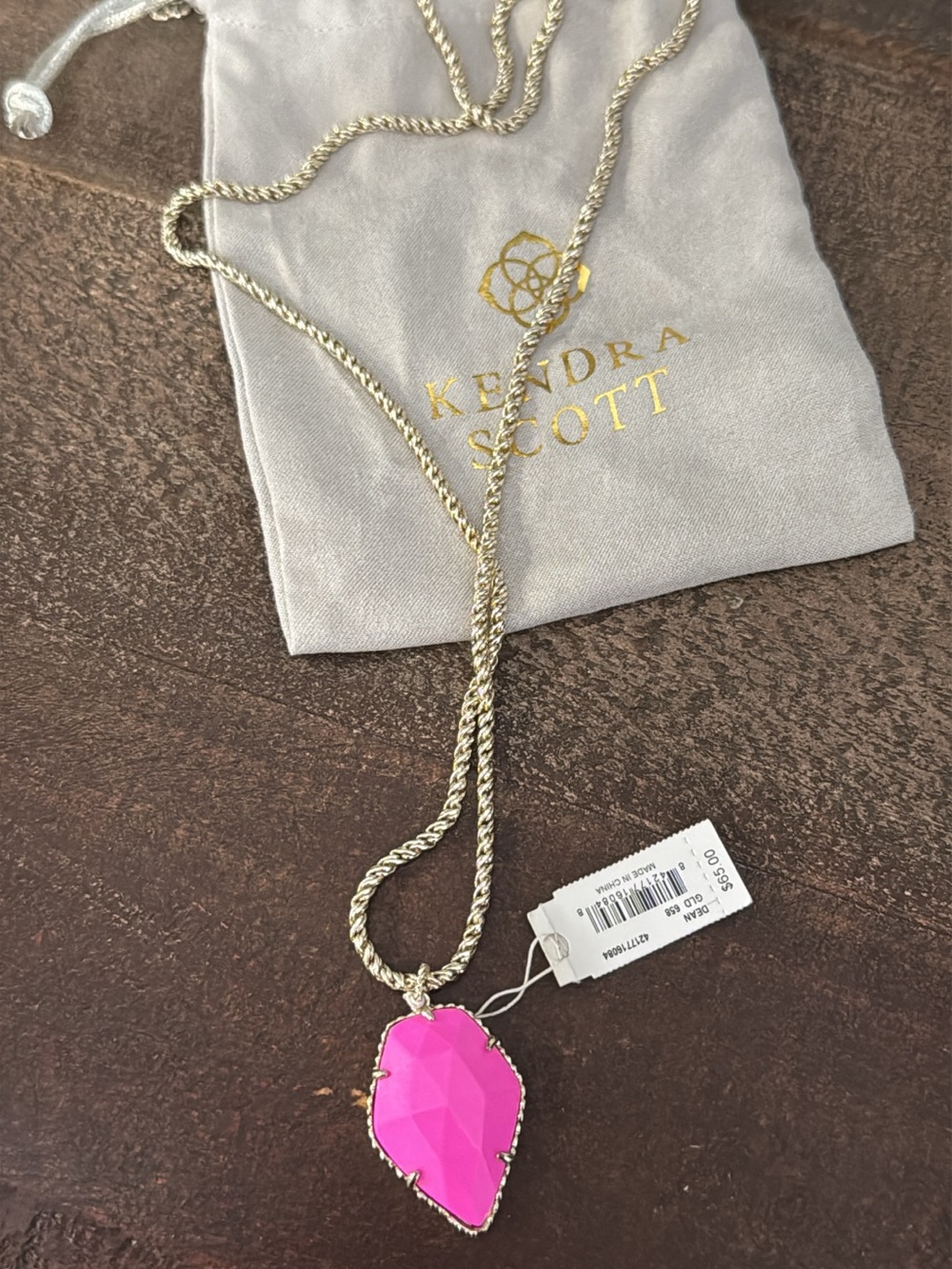 Kendra Scott Hot Pink Faceted Pendant Necklace